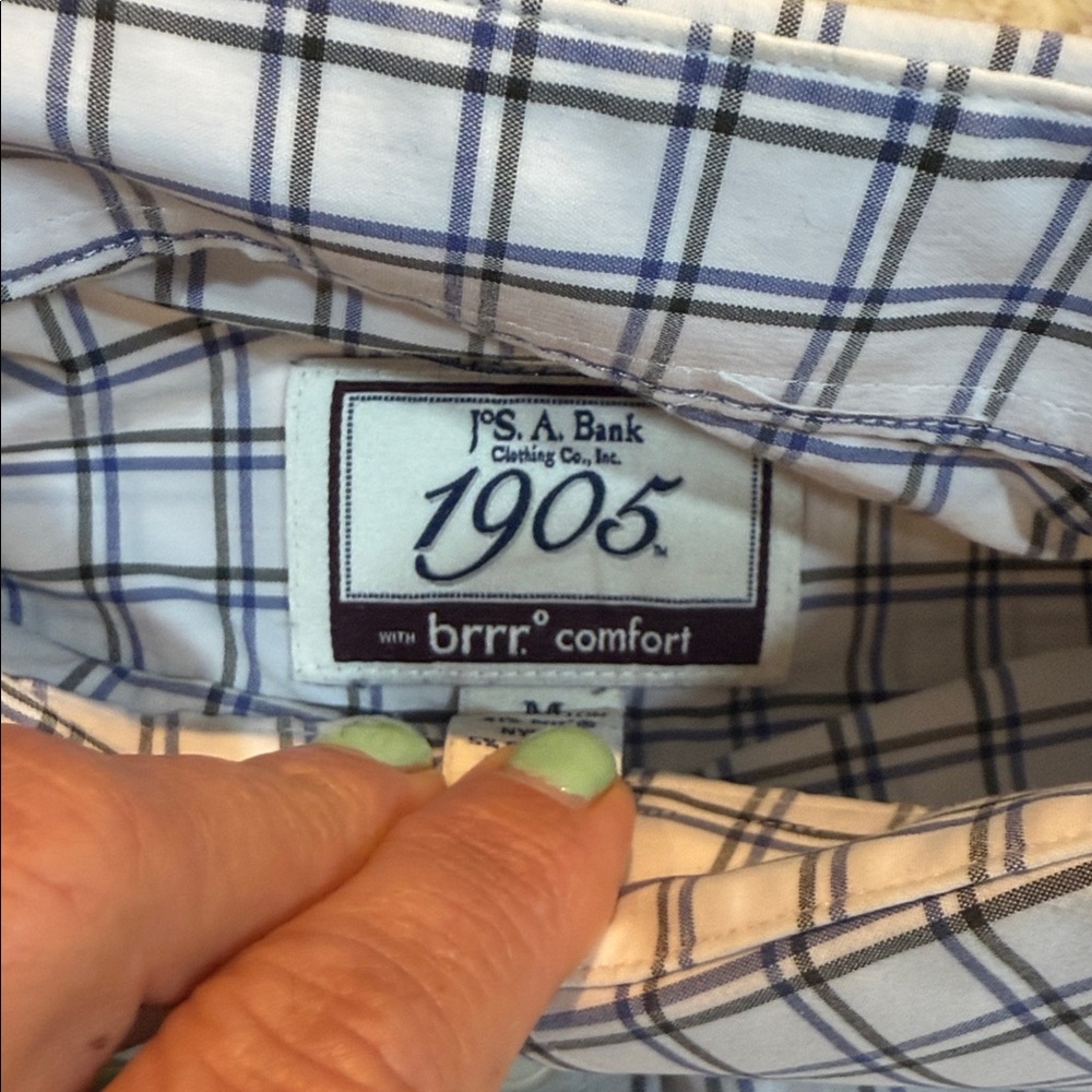 Jos A. Bank Men’s Stretch Tailored Fit Shirt gray/white Size Medium - Picture 2 of 8